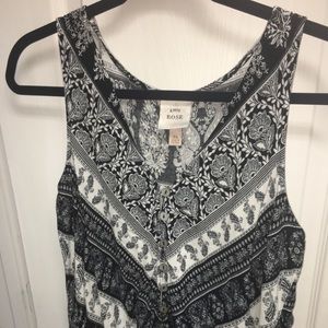 Black and white button down blouse